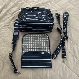 Ju-ju-be BFF Convertible Diaper Bag Detachable Straps (Thin-stripes) Navy Blue